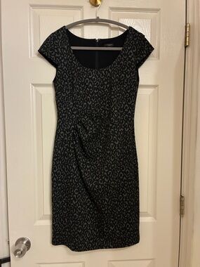 Ann Taylor Black and Gray Cap-Sleeve Sheath Dress